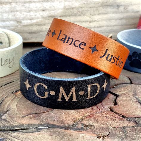 Women S Men S Personalized Leather Bracelets Custom Leather Bracelets