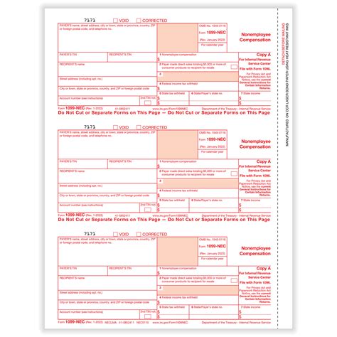 1099 Nec 3 Up Individual Fed Copy A Formstax