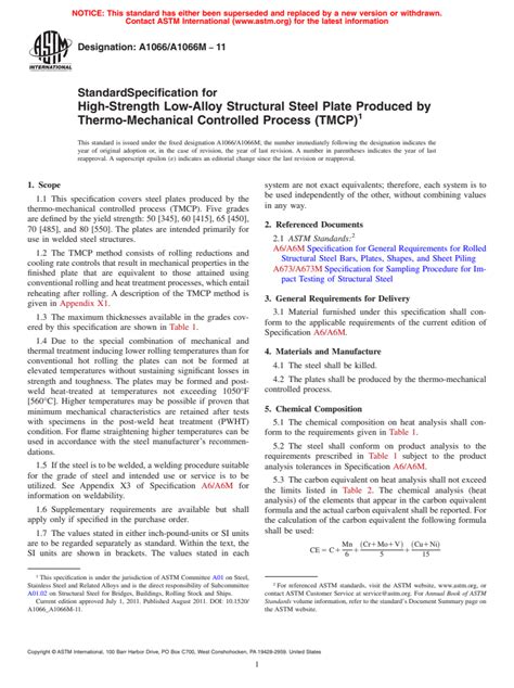 ASTM A1066 A1066M 11 Standard Specification For High Strength Low