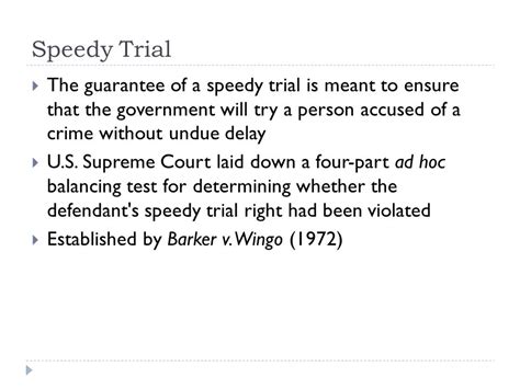 Right To A Speedy Trial