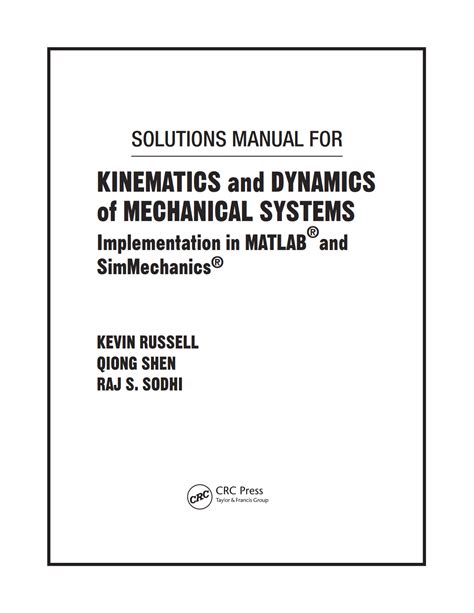 Kinematics And Dynamics Of Mechanical Systems Russell Solutions Manual Pdf