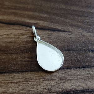 Plain Bezel Cup Close Blank Collet Pear Sterling Silver Pendant