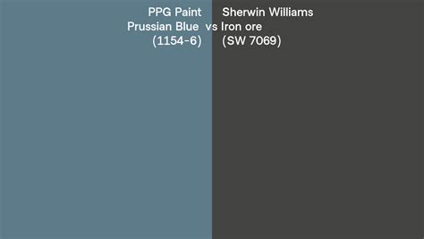 Ppg Paint Prussian Blue 1154 6 Vs Sherwin Williams Iron Ore Sw 7069