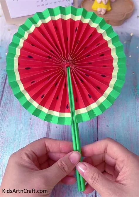 Watermelon Fan Craft Step By Step Tutorial Kids Art And Craft