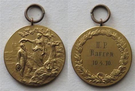 Turnen Vergoldete Bronzemedaille O J Mit Gravur Ii P Barren