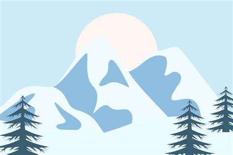 Paisaje Invernal Con Monta As Vector Premium