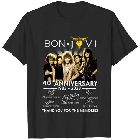 Bon Jovi 40th Anniversary 1983-2023 Signature T-Shirt sold by Surprised ...