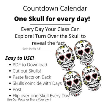 Day of the Dead Countdown Calendar kit w/fun Dia de los Muertos Facts ...