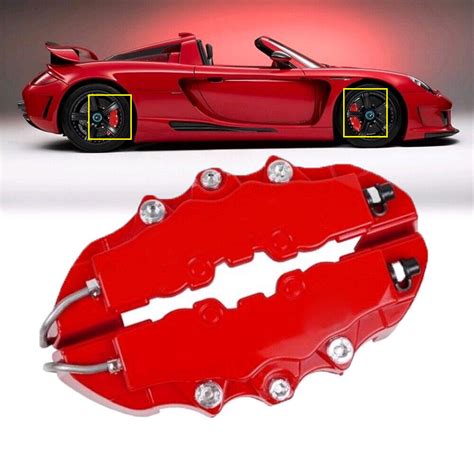 4pcs 3d Style Auto Car Universal Red Disc Brake Caliper Covers Front