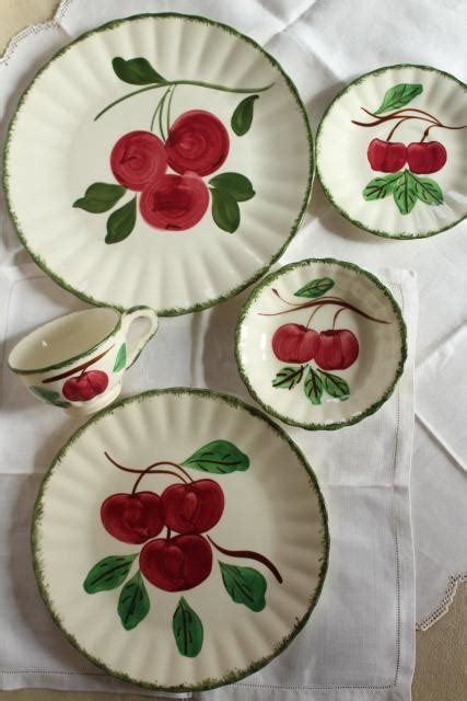 Vintage Blue Ridge Pottery Hand Painted China Dishes Red Apple