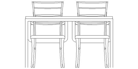 Bloques AutoCAD Gratis De Mesa Con Dos Sillas En Alzado Frontal