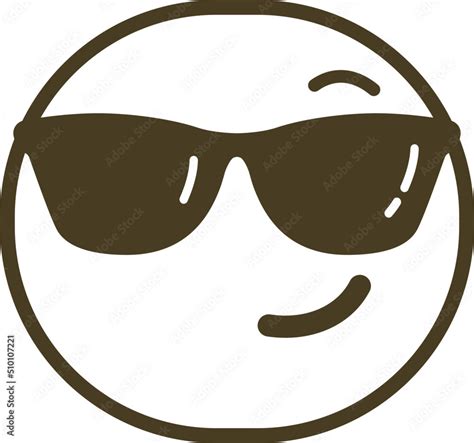 Black and White Winking Emoticon / Emoji Character with Sunglasses ...