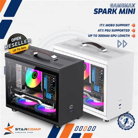 Promo GAMEMAX Spark Mini Black White Casing Mini ITX PC Hitam Cicil