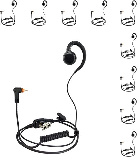 Promaxpower 10 Pack 1 Wire C Shape Swivel Earpiece Headset With In Line Mic And Ptt