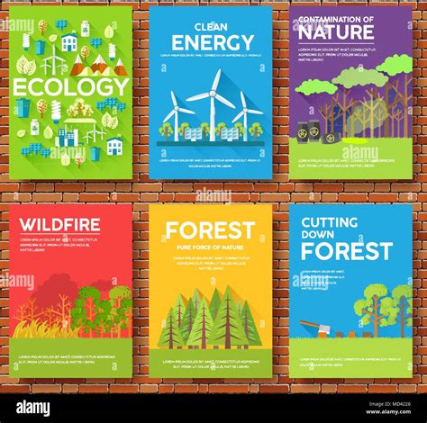 Ecology Information Cards Set Ecological Template Of Flyear Magazines