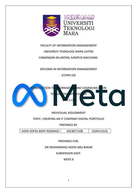 It Company Portfolio Using Microsoft Word Faculty Of Information