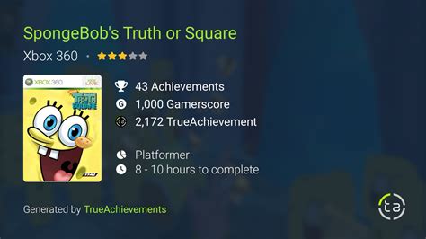 Spongebobs Truth Or Square Achievements Trueachievements