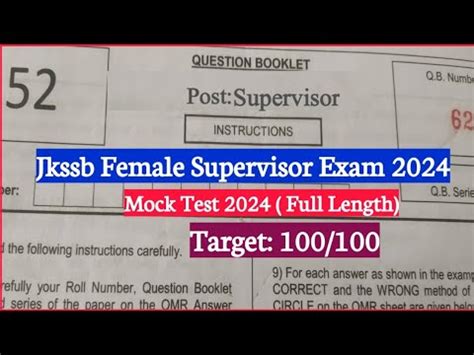 Jkssb Female Supervisor Mock Test Jkssb Supervisor Mcqs