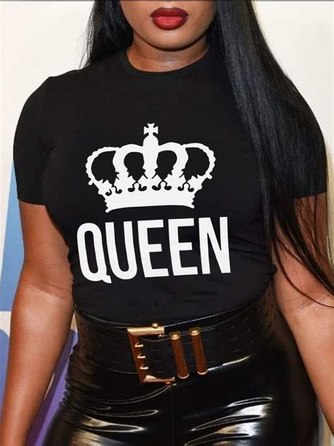 LW Plus Size Crown Letter Print T Shirt Sale LovelyWholesale