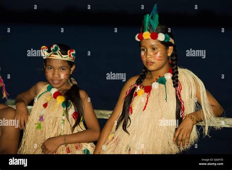 Girls in an Amerindian dance group, Apura, Suriname Stock Photo - Alamy