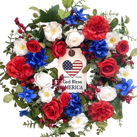 Patriots Decor For Bedroom Front Door Patriotic Wreath 4th