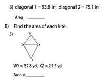 Area of Kites Worksheets