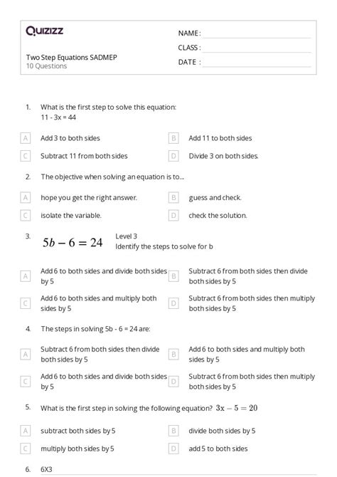 50+ Two-Step Equations worksheets on Quizizz | Free & Printable