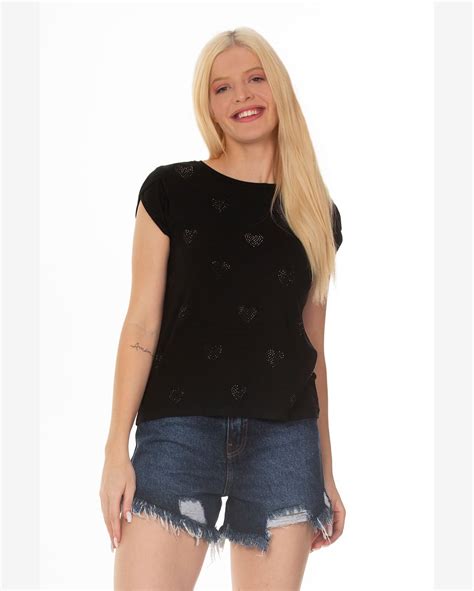 Riachuelo T Shirt Feminina Manga Transpassada 100331 Preto