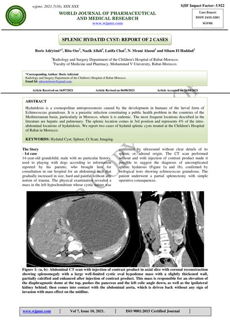 PDF Splenic Hydatid Cyst Report Of 2 Cases