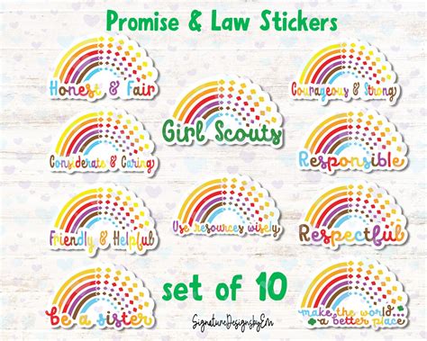 Girl Scout Stickers Girl Scout Rainbow Planner Stickers Etsy