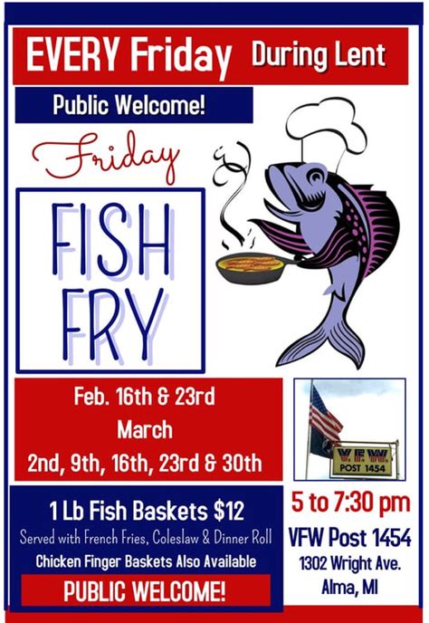 Fish Fry Every Friday During Lent Vfw Post 1454