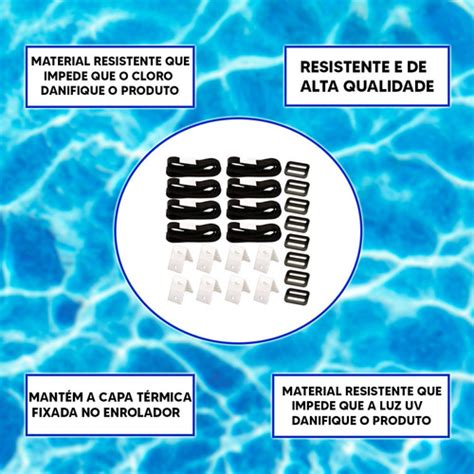 Kit Alças Para Enrolador Capa De Piscina Presilhas Inclusas