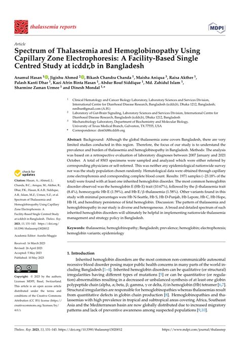 Pdf Spectrum Of Thalassemia And Hemoglobinopathy Using Capillary Zone Electrophoresis A