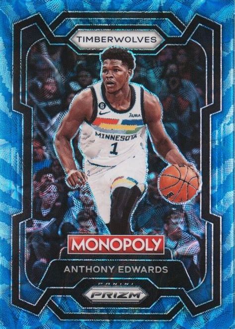 Anthony Edwards 2023 Prizm Monopoly 52 Boardwalk Blue Tiger Stripe