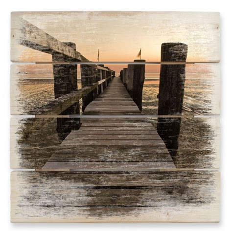 Holzbild Steg Im Wattenmeer Wall Art De