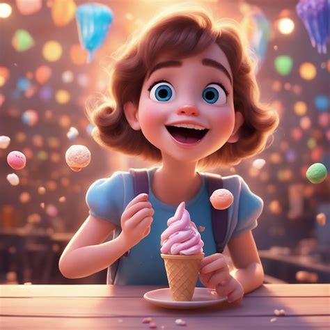 Premium Ai Image Cartoon Of Boy With Ice Cream Holding Refreshing