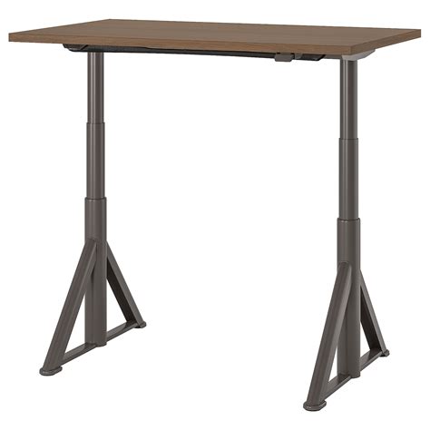 IDÅSEN desk sit/stand, brown/dark grey, 120x70 cm - IKEA