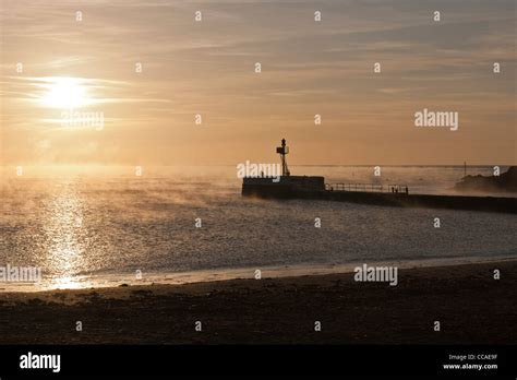 Looe Banjo Pier East Looe Beach Harbour Entrance Misty Cornwall