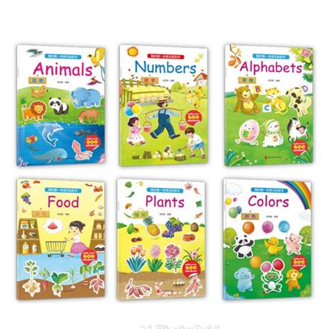 6 In 1 My First English Sticker Book Early Education Sticker Book