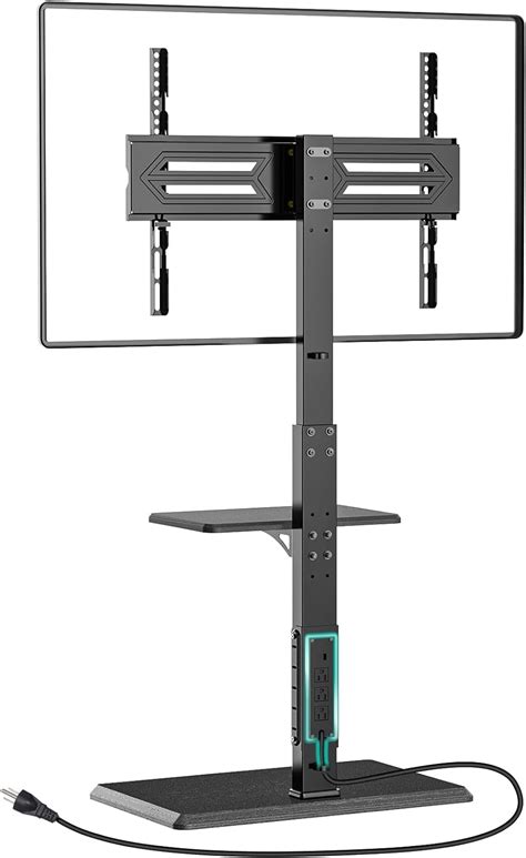 Wali Universal Floor Tv Stand Tv Floor Mount Stand With Power Outlet And Removable Av