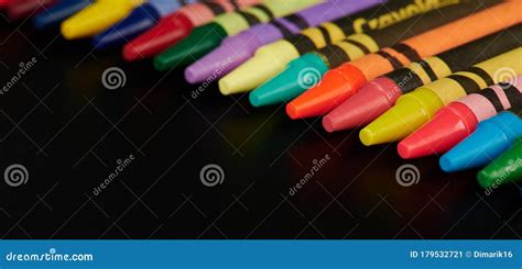 Row Line Of Colorful Crayons Stock Image Image Of Creativity Colored