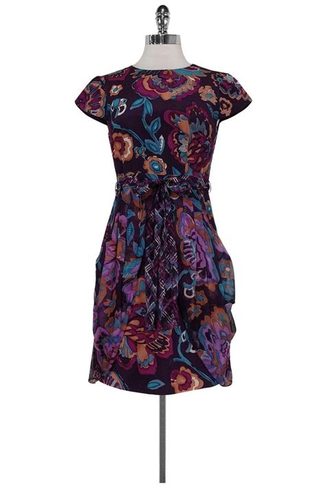 Nanette Lepore Purple Silk Floral Dress Sz Short Dresses Casual