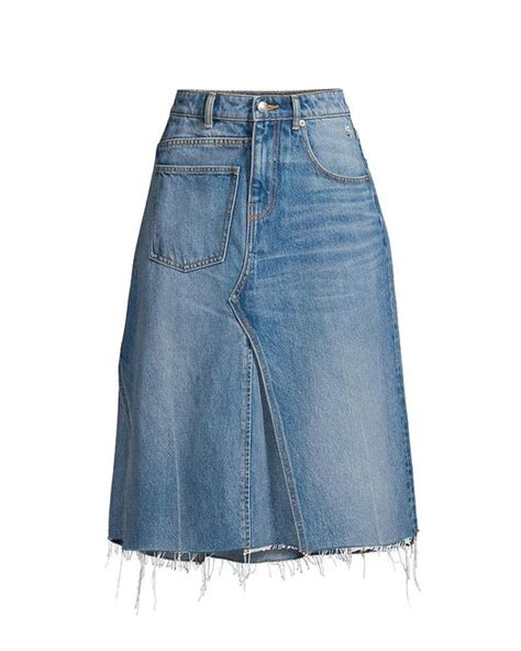 Tory Burch Deconstructed Denim Midi Skirt in Blue | Lyst