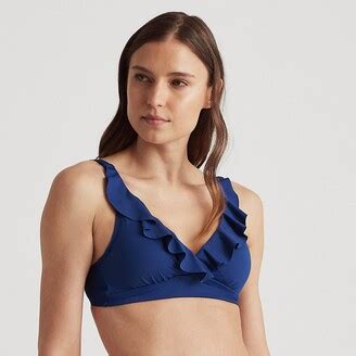 Lauren Ralph Lauren Ralph Lauren Ruffle Trim V Neck Bikini Top