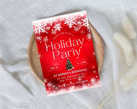 Editable Holiday Party Invitation Template Christmas Invitation