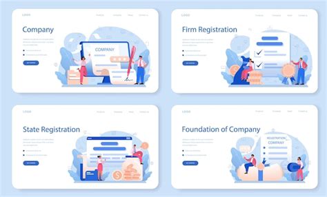 Premium Vector | New company registration web banner or landing page set