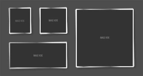 Premium Vector Set Of Four Realistic Empty Collage Silver Photo Frames