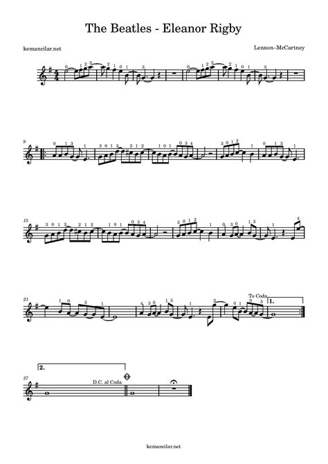 Eleanor Rigby Violin Sheet Music | Free Sheet Music