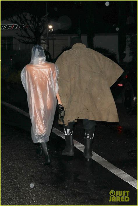 Kanye Wests Wife Bianca Censori Braves The Rain In See Through Poncho With Nothing Underneath