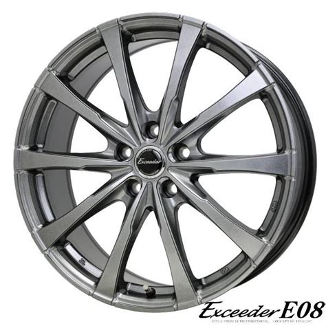 HOT STUFF プリウススバルXVなどアルミ単品4本価格Exceeder E08 エクシーダー E08 17X7 0J 5穴 PCD